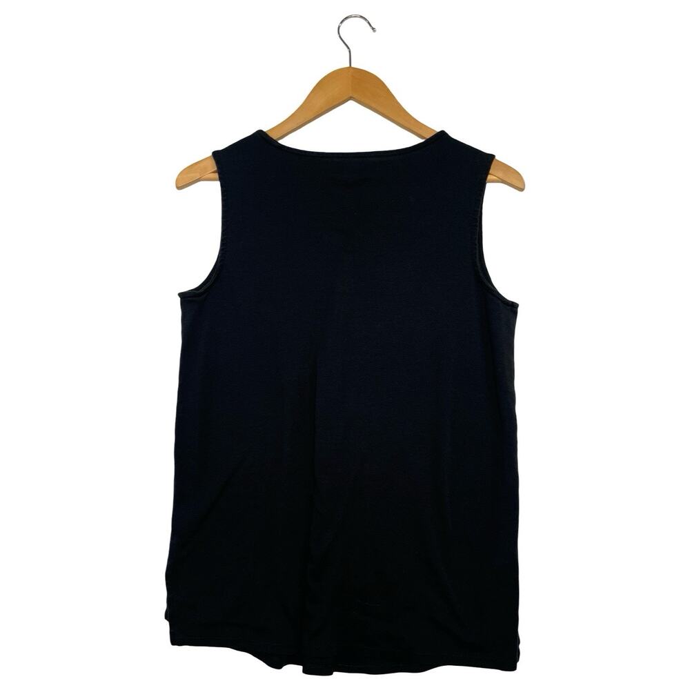 J Jill Pima Cotton Top Womens Small Black V Neck Casual Layering Minimalist - Picture 2 of 9